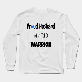 Copy of Proud Husband Black Text Blue Heart Long Sleeve T-Shirt